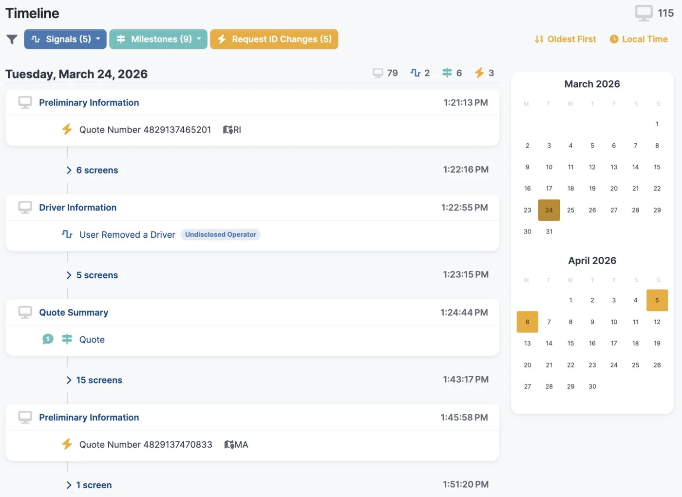 ForMotiv Console session timeline